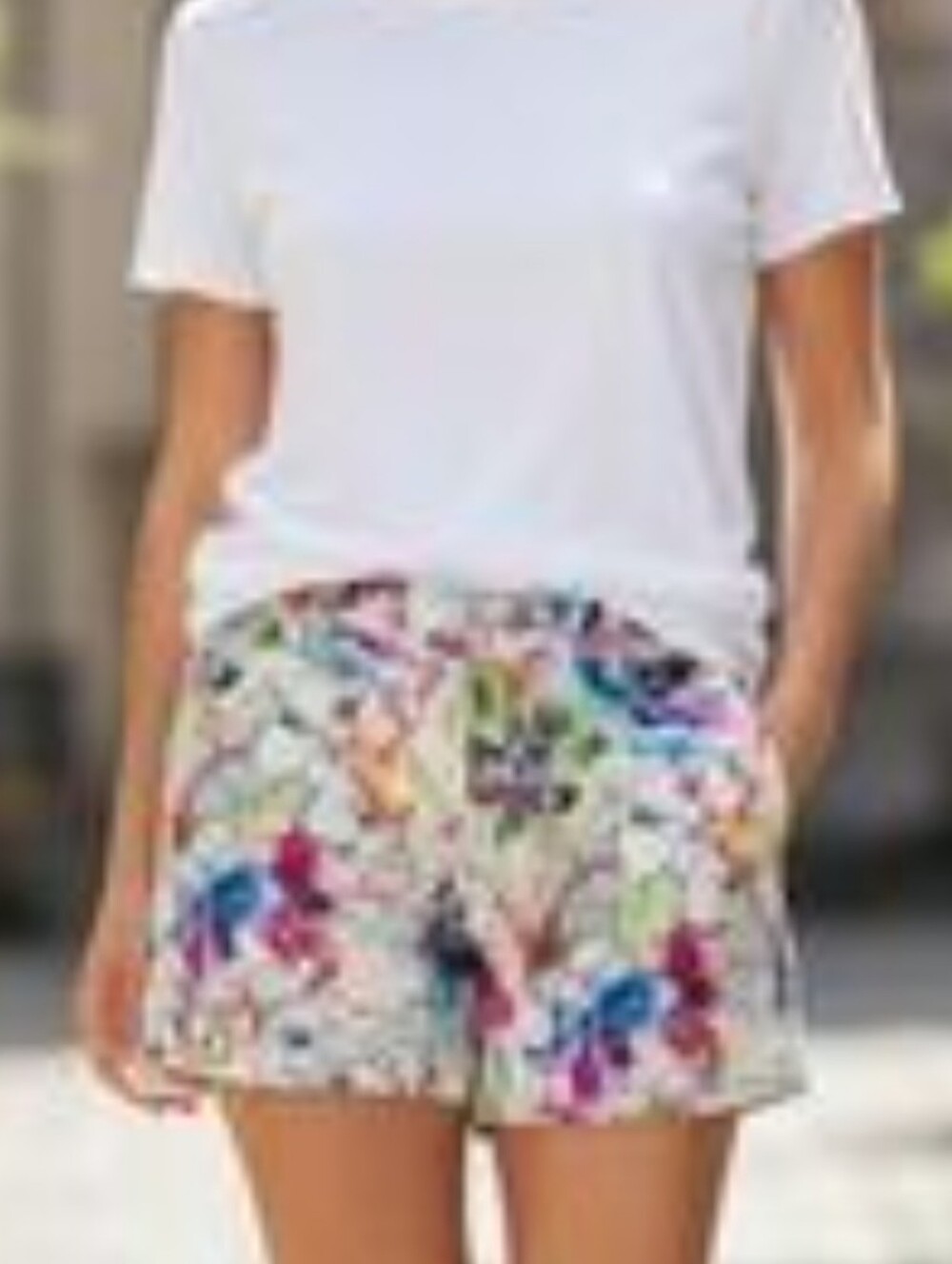 Express Floral Print Shorts - White Base with Multicolor Flowers NWT